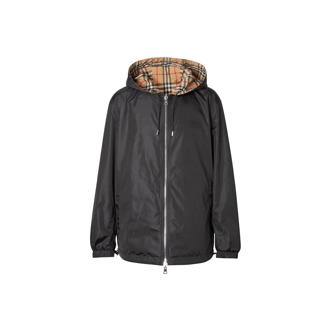 black windbreaker